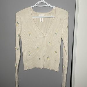Cream Flower Embroidered Top
